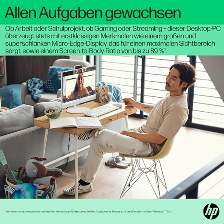 HP All-in-One PC | 23,8" FHD-Display | Intel Core i5-1335U | 8 GB DDR4 RAM | 512 GB SSD | Intel Iris Xe-Grafikkarte | Windows 11 Home | Weiß – Bild 3