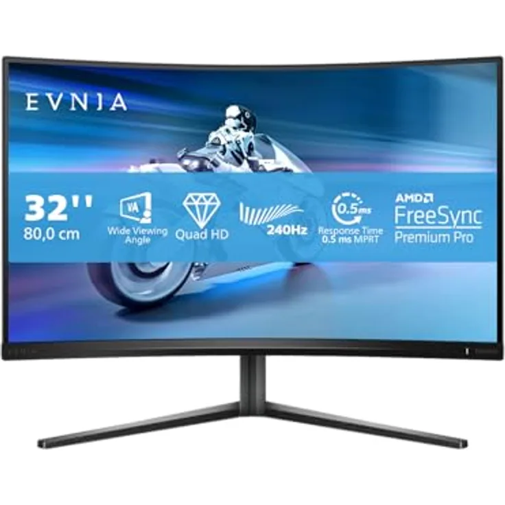 Philips EVNIA 32M2C5500W - 32 Zoll QHD Curved Gaming Monitor, 240 Hz, FreeSync Prem. Pro., HDR400, grau