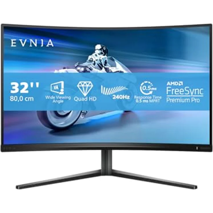 Philips EVNIA 32M2C5500W - 32 Zoll QHD Curved Gaming Monitor, 240 Hz, FreeSync Prem. Pro., HDR400, grau – Bild 1