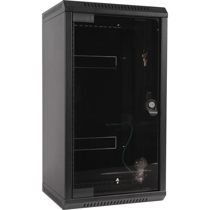 Triton RKA-10-AS4-BAX-X1 10"/19" Hybrid Wandschrank mit Glastür, T=360mm, schwarz, IP30 Schutzgrad