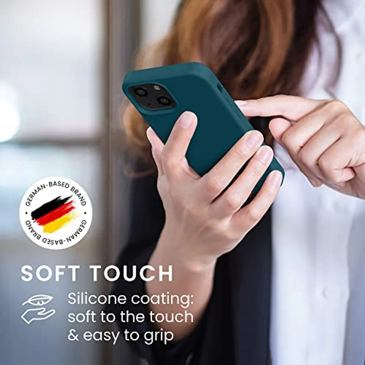kwmobile Handyhülle für iPhone 13 mini, Silikon Case in Petrol matt, kabelloses Laden, rutschfester Grip – Bild 4