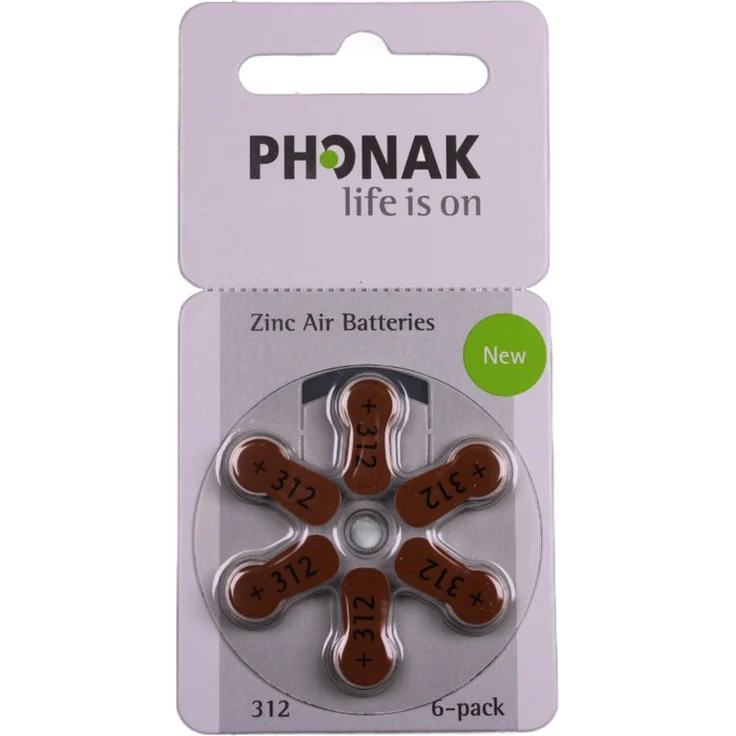 Phonak Hörgeräte Batterien 312er, 120 Knopfzellen für zuverlässige Energieversorgung