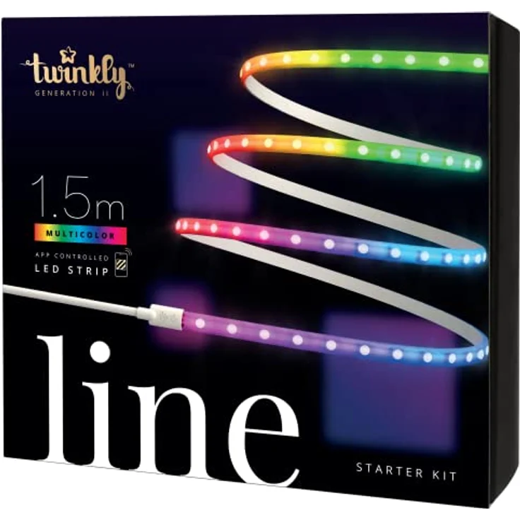 Twinkly Line – Starter Kit App-gesteuertes Selbstklebendes + Magnetisches LED-Lichtband mit RGB (16 Millionen Farben) LEDs. Ausziehbar. 1,5 Meter. Weißer Streifen. Innen Smart Home Dekoration Licht - Preisvergleich – Bild 1