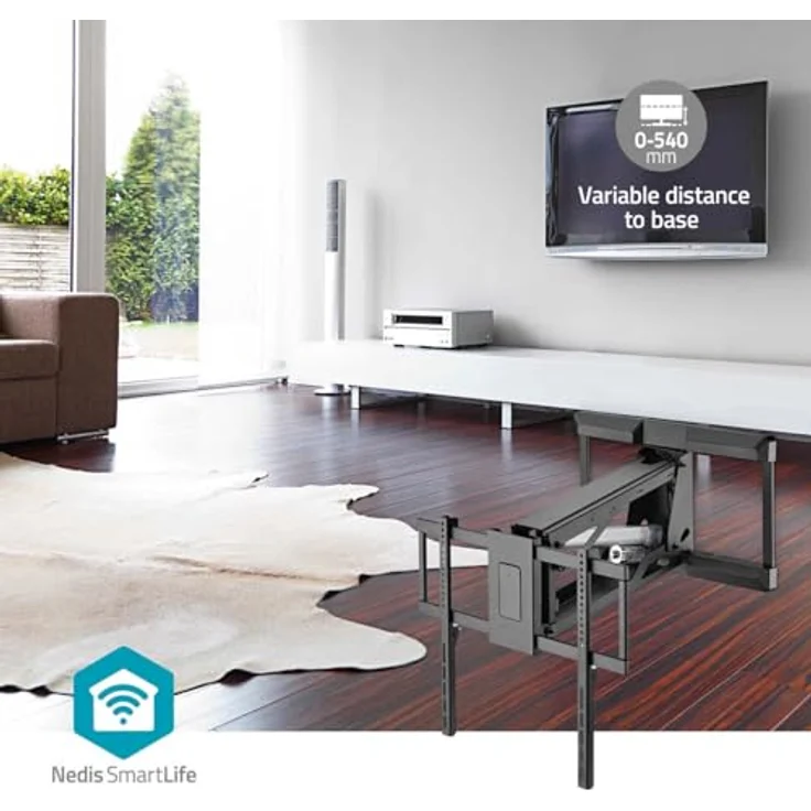 NEDIS Motorisierte TV-Wandhalterung 37-75" drehbar - 35 kg - ferngesteuert - ABS/Stahl – Bild 3