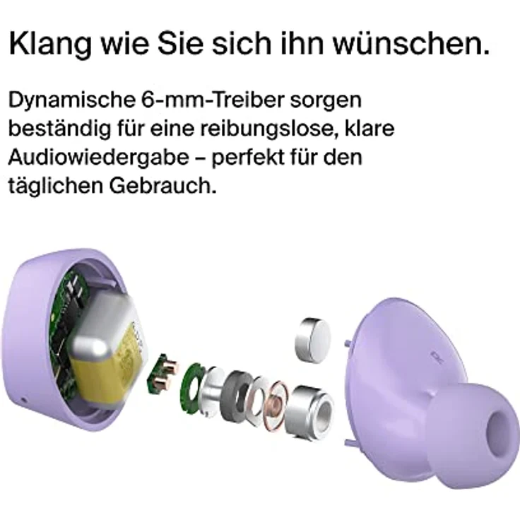 Belkin SoundForm Bolt True Wireless In-Ear-Kopfhörer, kabelloser Kopfhörer mit Mikrofon, Akkulaufzeit bis zu 28 Std., Monomodus, Schweiß- und Spritzwasserschutz der Schutzart IPX4, für iPhone, Galaxy – Bild 4