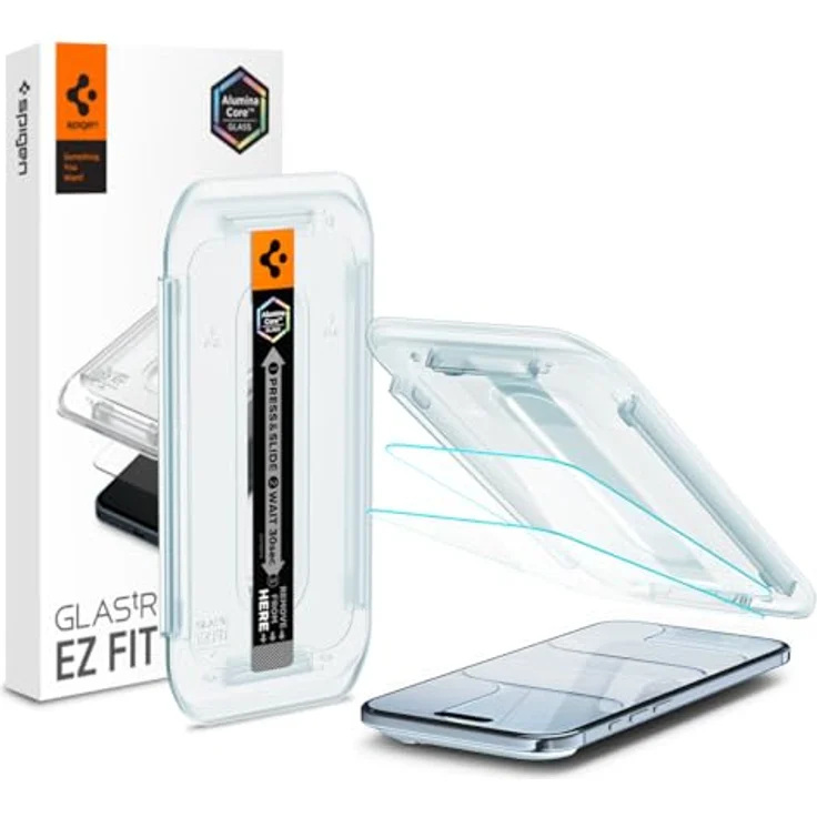 Spigen Glas.tR EZ Fit Schutzfolie für iPhone Air, 2 Stück, kratzfest, 9H Härte, inklusive Installationskit, kristallklar – Bild 1