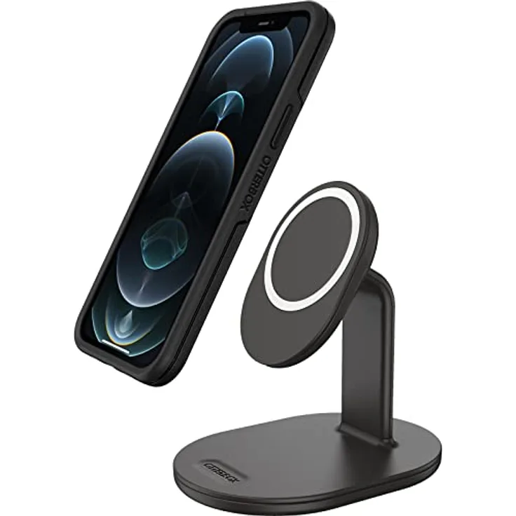 OtterBox kabellose MagSafe Ladestation, starke magnetische Ausrichtung und Befestigung mit MagSafe, schlanke Ladelösung für iPhone, Schwarz