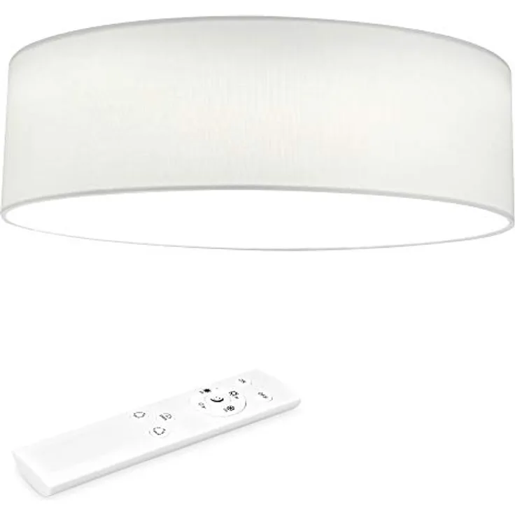 Navaris LED Deckenleuchte 22W - Rund ∅ 40cm - Design Stoff Weiß - Dimmbar mit Farbtemperaturwechsel und Fernbedienung