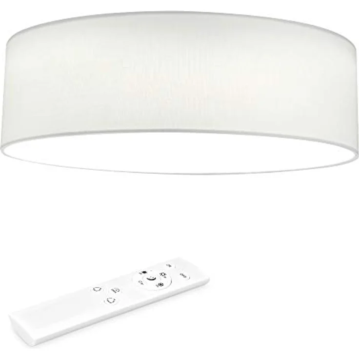 Navaris LED Deckenleuchte 22W - Rund ∅ 40cm - Design Stoff Weiß - Dimmbar mit Farbtemperaturwechsel und Fernbedienung – Bild 1