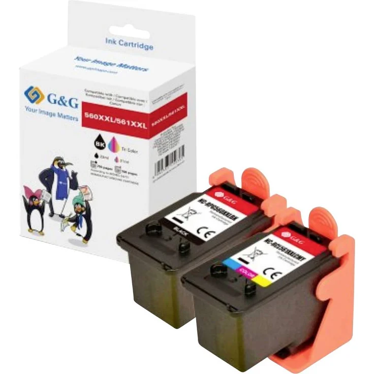 G&G Druckerpatrone Kompatibel GP-C560XXLBK/561XXLCMY-2P, XXL-Tintentank in Schwarz und Farben, hohe Kapazität für Canon-Drucker