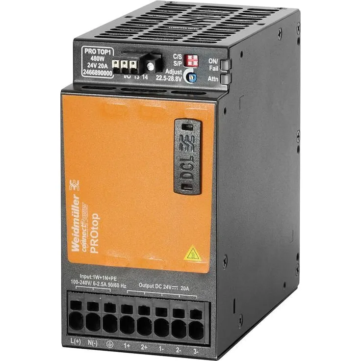 Weidmüller PRO TOP1 480W 24V 20A Schaltnetzgerät 24 V/DC 20 A 480 W (480 W), PC Netzteil