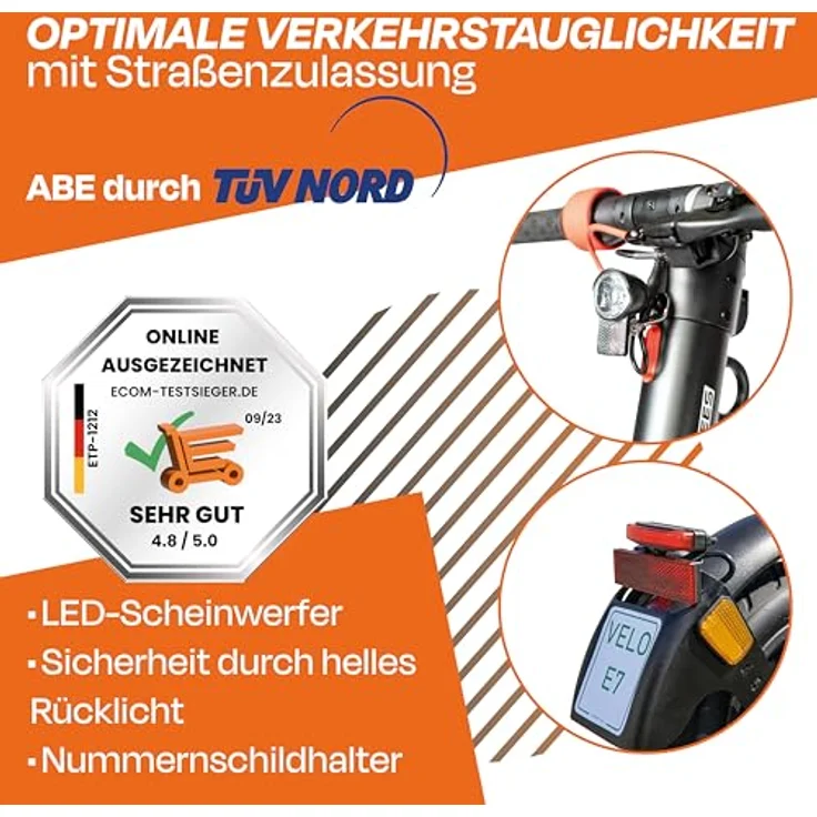 Scoot One Elektroscooter E 7 - E Scooter mit Straßenzulassung - herausnehmbarer Akku - 15-20 km Reichweite, 20 km/h, in schwarz – Bild 3