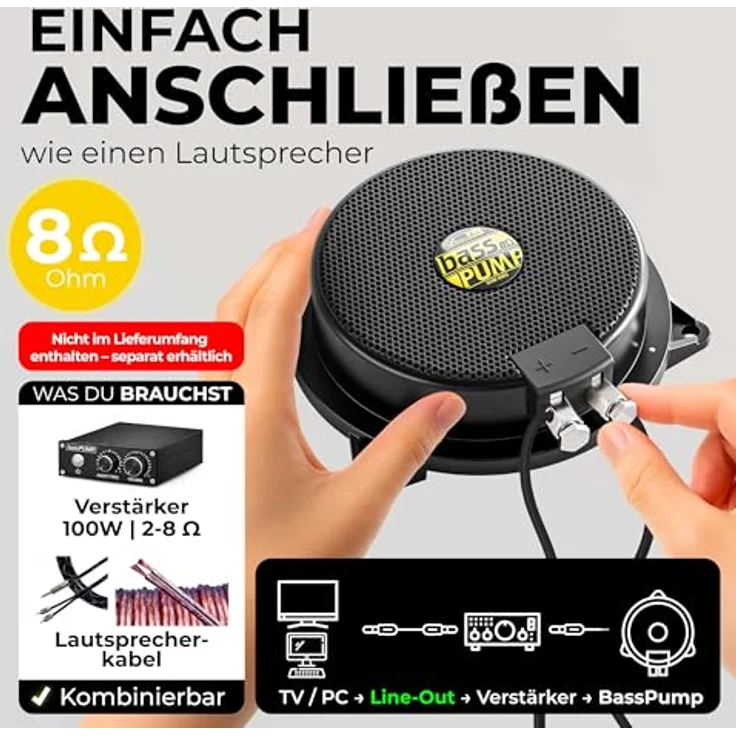 SinusLive Sinus Live bassPump 8 Ohm, Körperschallerzeuger Subwoofer für spürbaren Bass im Auto und Heimkino – Bild 5