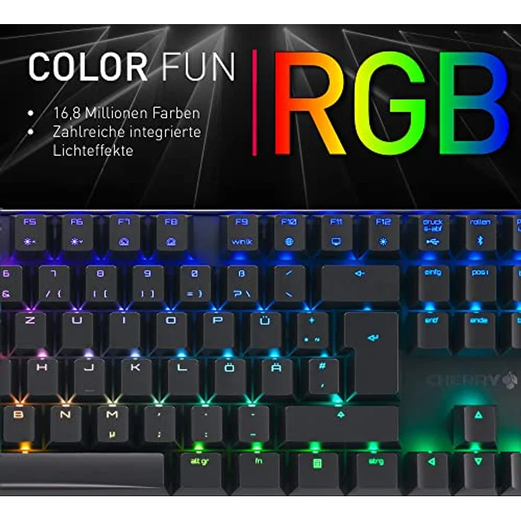 CHERRY MX 8.2 TKL Wireless, kabellose mechanische Gaming-Tastatur ohne Nummernblock, Deutsches Layout (QWERTZ), RGB-Beleuchtung, inkl. Metallkoffer für Transport, MX Brown Switches, schwarz – Bild 5