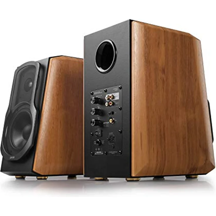 Edifier S1000MKII 2.0 Audiophile aktive Regallautsprecher, 120 Watt Lautsprecher, Bluetooth 5.0 mit aptX HD, optischer Eingang, Aktivmonitor-Nahfeldlautsprecher mit Class-D-Verstärker Kompakt-Lautsprecher braun – Bild 4