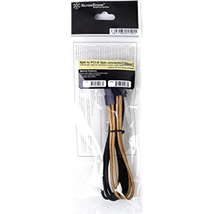 SilverStone SST-PP07-IDE6BG - Netzteil-Verlängerungskable 25cm 6pin auf PCI-E 6pin, schwarz-gold - Preisvergleich – Bild 2