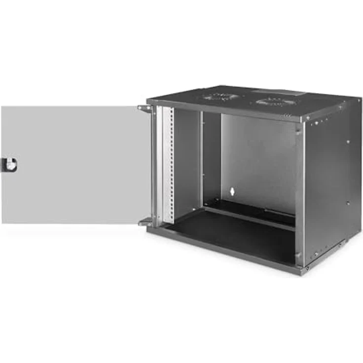 DIGITUS Netzwerkschrank SoHo Pro - 19-Zoll Rack 9 HE - Unmontiert - Wandmontage - 400 mm Tiefe - 327 mm Nutztiefe - Traglast 60 kg - Glastür - Schwarz – Bild 2