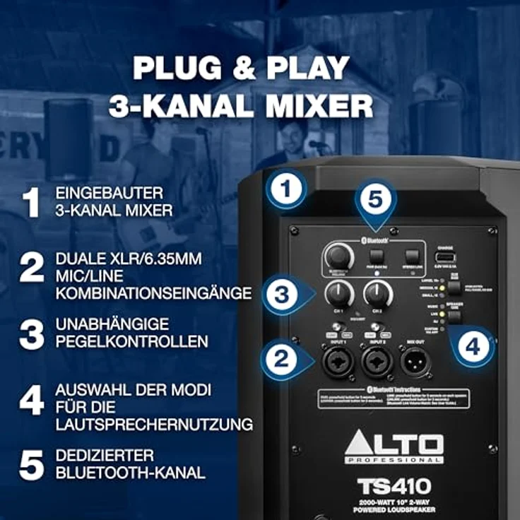Alto Professional TS410, Aktiver Lautsprecher mit 2000 W, 10 Zoll Treiber, Bluetooth und App-Steuerung – Bild 5