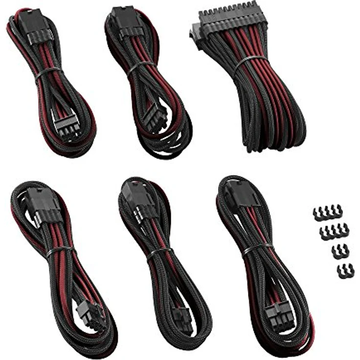 CableMod CM-PCAB-BKIT-NKCR-3PK-R Kabelverlängerungsset, Carbon-Rot – Bild 3