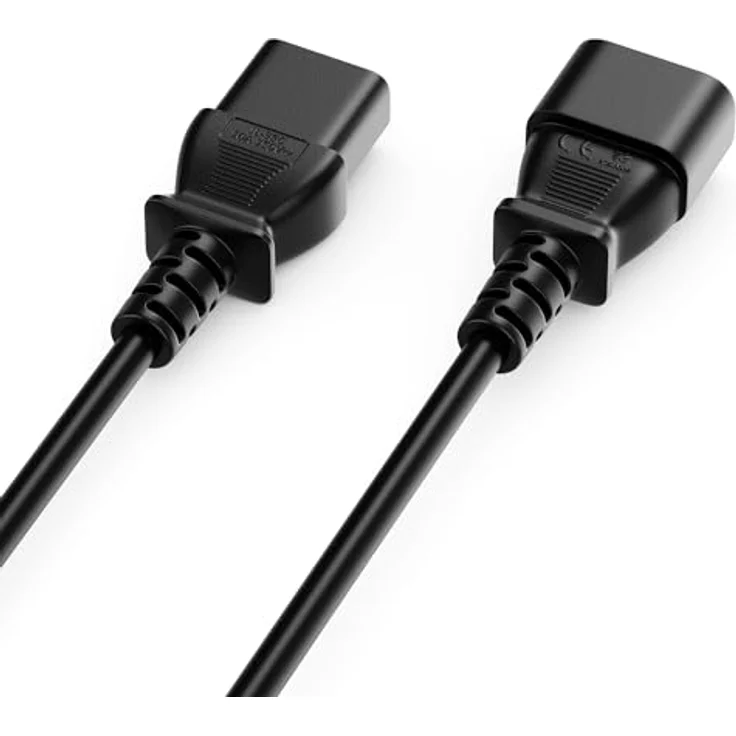 deleyCON 4m Kaltgerätekabel Verlängerung, IEC C13 auf C14, max. 1600 Watt, Schwarz – Bild 2