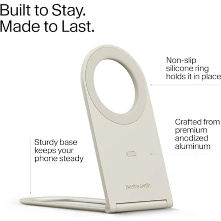 TwelveSouth Curve Nano, faltbare Smartphone Halterung mit magnetischer Befestigung, Beige – Bild 7