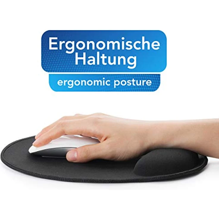 Sidorenko Mauspad mit Gelkissen - 26x23cm - Ergonomisches Mauspad mit Vernähte Kanten - Mousepad mit Handauflage für schonende Handgelenk Haltung - schwarz – Bild 5