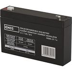 EMOS Wartungsfreier Bleiakku 6V 7Ah - AGM Batterie - Faston 4,7mm Anschluss - Für Alarmsysteme, Brandmeldetechnik, USV-Geräte - 151x34x94 mm