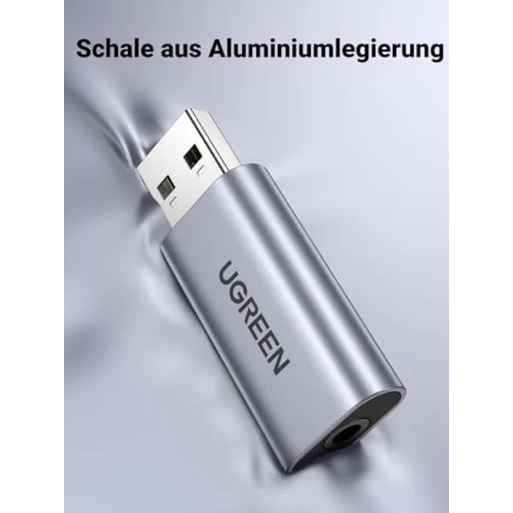 UGREEN USB Externe Soundkarte USB A auf 3,5 mm Adapter, Plug and Play, 24 bit/96 kHz Audioausgang, Aluminiumlegierung, kompakt – Bild 5