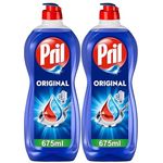 PRIL Original (2x 675 ml), Handgeschirrspülmittel mit höchster Fettlösekraft, für sauberes Geschirr auch in kaltem Wasser