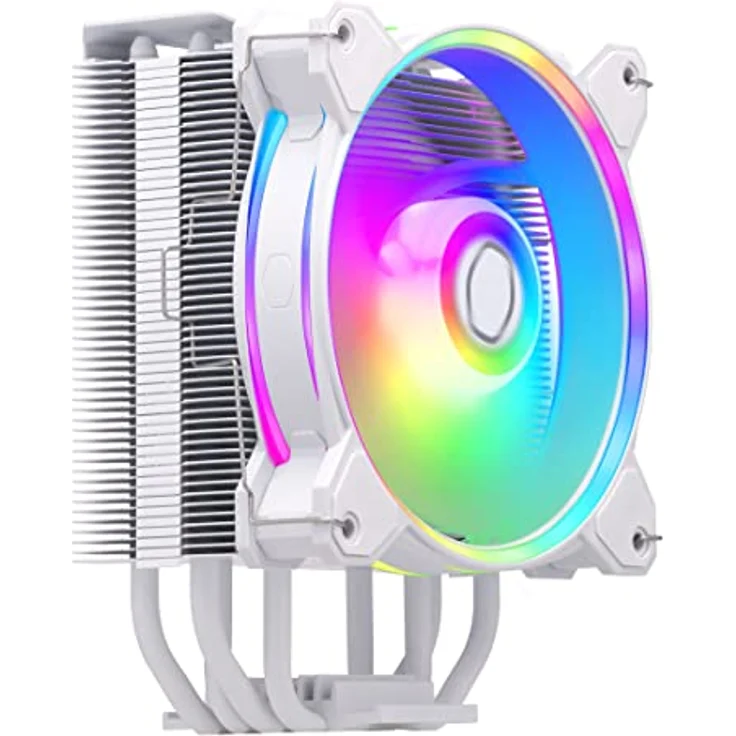 Cooler Master Hyper 212 Halo CPU-Luftkühler – reinweißes Aluminium-Finish, 4 kontinuierliche Direktkontakt-Heatpipes mit Lamellen, MF120 Halo2 ARGB-Lüfter, LGA1700 & AM5 Kühler, ARGB Erkennung - weiß – Bild 2