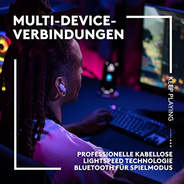 Logitech G FITS True Wireless Gaming Earbuds, individuell zugeschnittene Passform, LIGHTSPEED + Bluetooth, vier Beamforming-Mikrofone, PC, Mac, PS5, PS4, Mobile, Nintendo Switch - Weiß – Bild 2
