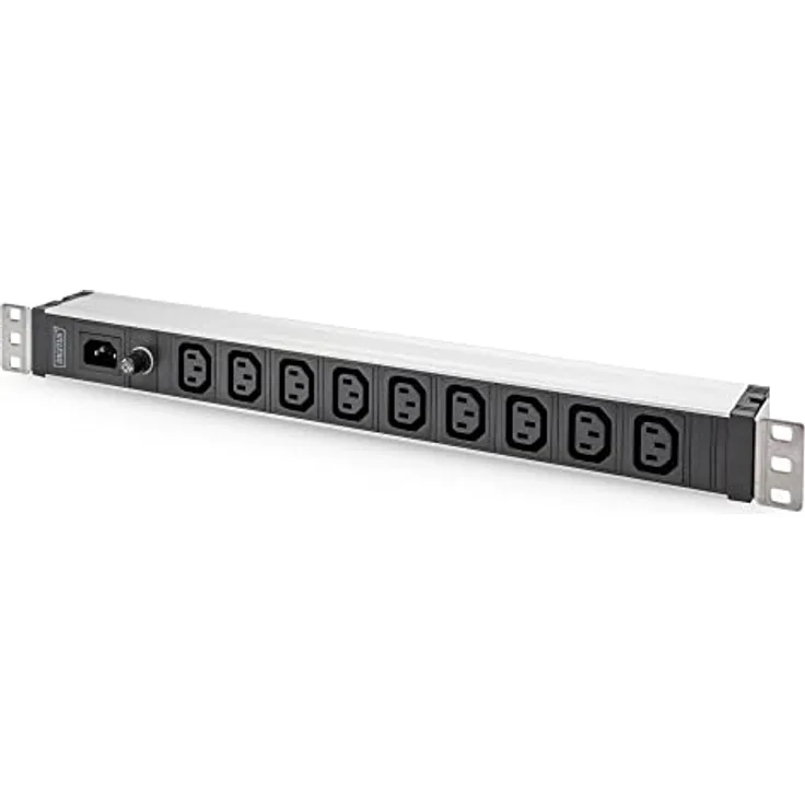 DIGITUS 1U Aluminum PDU, rackmountable, 9 x C13 10A, 230VAC, 50/60Hz, IEC C14 inlet, 10 A Fuse