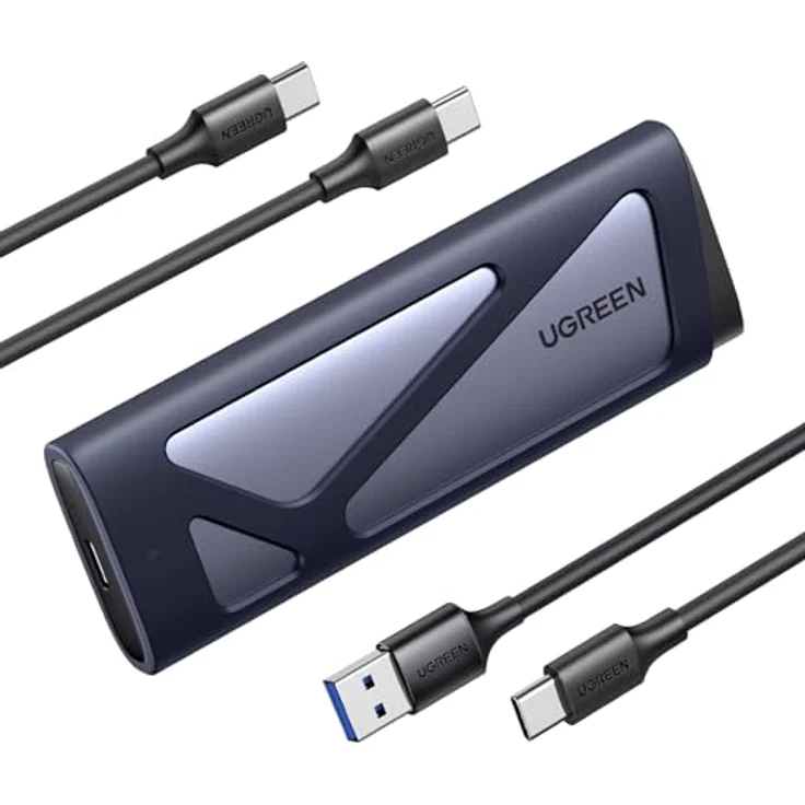 UGREEN M2 SSD Gehäuse für NVME/SATA, USB 3.2 Gen 2 10Gbps, kompatibel mit M-Key und B&M-Key, Aluminiumlegierung, für SSDs bis 4 TB – Bild 1