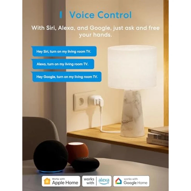 meross Matter WLAN Steckdose, Smart-Steckdose mit Stromverbrauchsmessung, kompatibel mit Apple Home, Alexa, Google Home, Sprachsteuerung, Fernzugriff, 16A – Bild 3