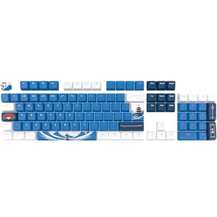 Dark Project GeekBoy PBT-Tastenkappen, ergonomisches CSA-Profil, ANSI/ISO-Layout, blau oder weiß – Bild 2