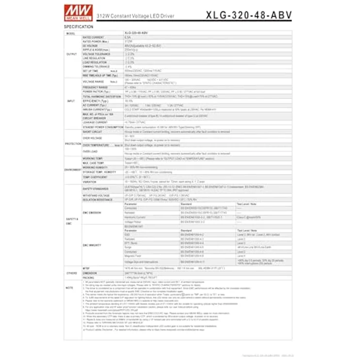 MeanWell 24V 320W IP67 Netzteil, zuverlässige Stromversorgung mit Staub- und Wasserschutz, kompakte Bauweise – Bild 4