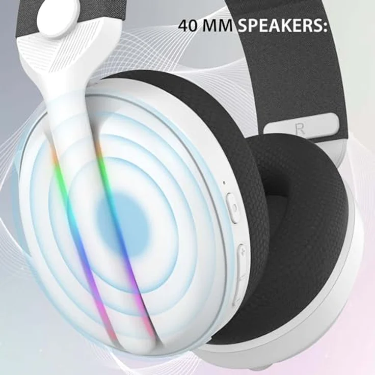 Subsonic Wireless Headset All Platforms 7.1 MULTI, Kabelloses Gaming Headset mit RGB-LED, Weiss, bis zu 40 Stunden Akkulaufzeit – Bild 2