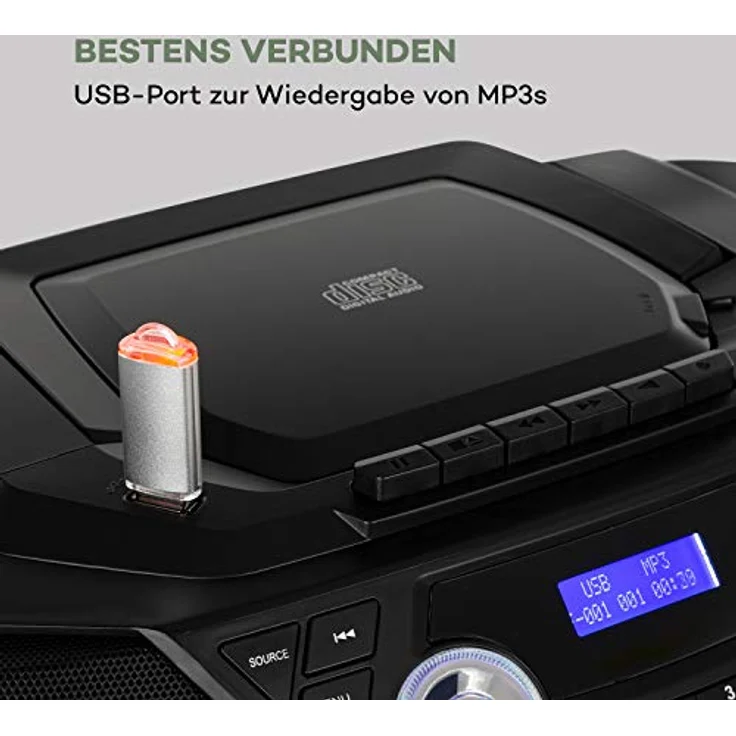 Roadie 2K Boombox CD-Player Kassettenradio DAB-DAB+ UKW Bluetooth schwarz – Bild 7