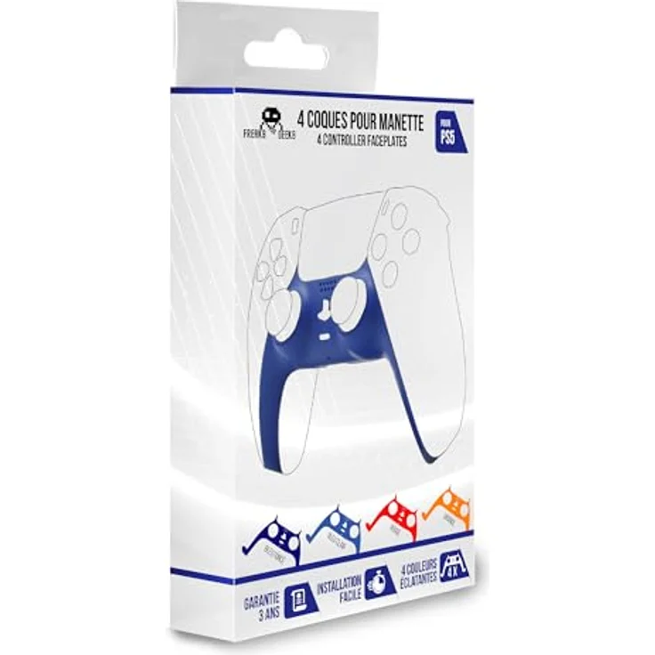 Trade Invaders PS5 - 4 Controller-Covers in dunkelblau, hellblau, rot und orange - Zubehör für Sony PlayStation 5 – Bild 2