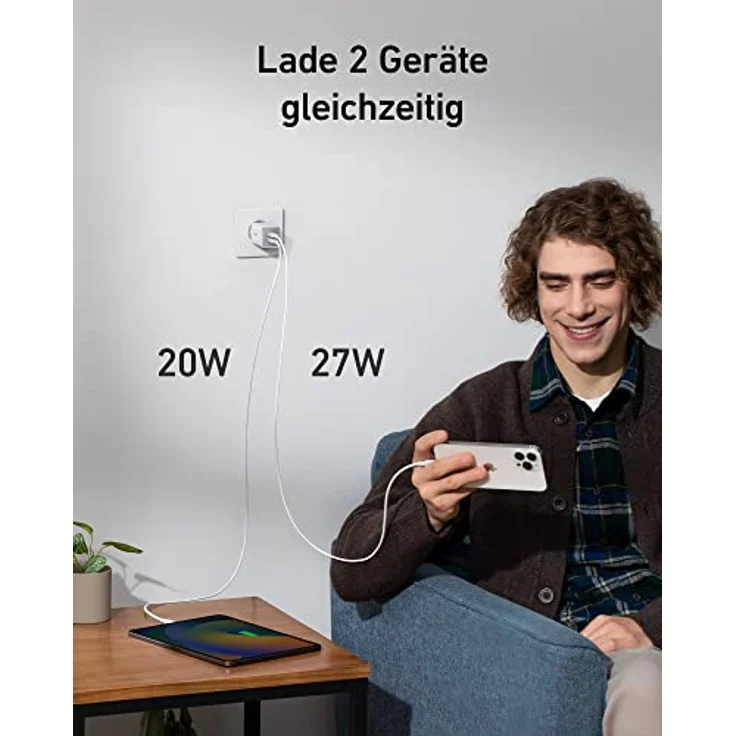 Anker USB C Ladegerät 47W, 523 Charger (Nano 3), kompakt mit 2 Anschlüssen GaN Schnellladegerät für iPhone 14/14 Plus/14 Pro/14 Pro Max/13, Galaxy, Pixel 4/3, iPad/iPad Mini (Kabel Nicht enthalten) – Bild 2