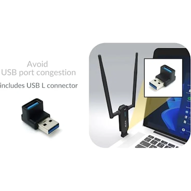 Alfa Network AWUS036AXM, WLAN-Adapter mit AXE3000-Geschwindigkeit, 6GHz Unterstützung & 2 x 5 dBi Antennen – Bild 3