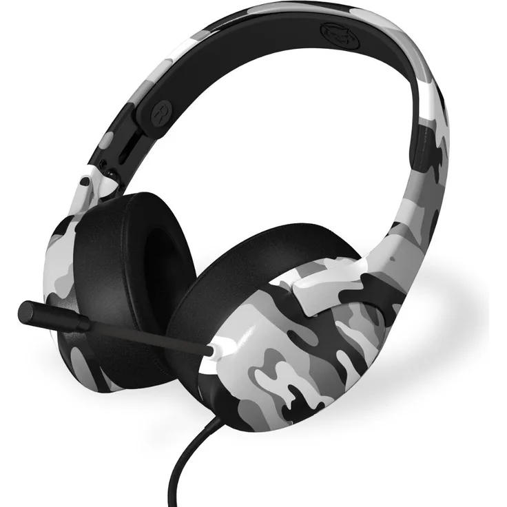 Qware Gaming Headset New Orleans, kabelgebunden mit flexiblem Mikrofon und 40mm Lautsprechern, Weiß Tarnung
