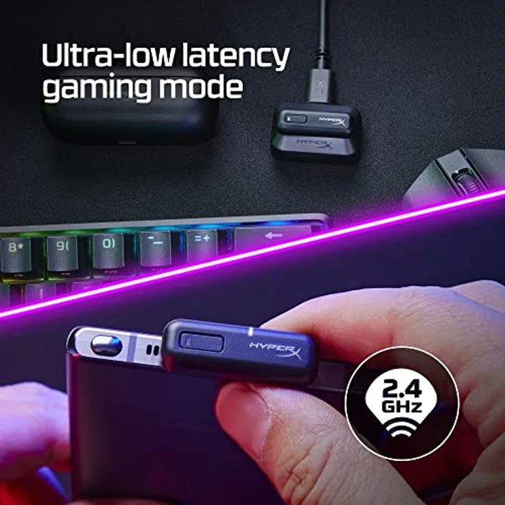 HyperXCloud MIXBuds-EchtekabelloseOhrhörer,Bluetooth-kompatibel,Low-Latency-Gaming-Modus,USB-CWireless-Adapter,langlebigerAkku,12-mm-Treiber,Silikon-Ohrpolsterin3Größen,DTSHeadphone:X – Bild 2