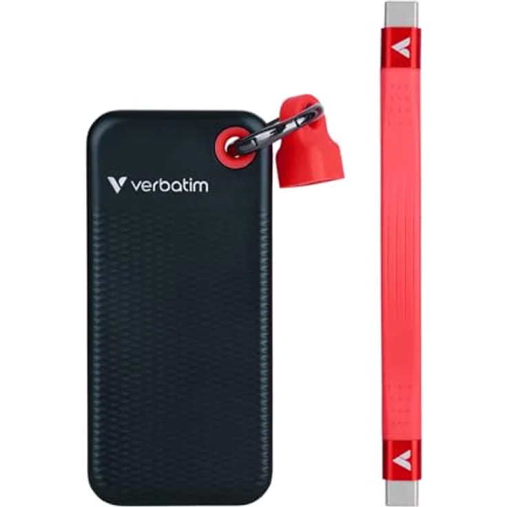 Verbatim Pocket SSD USB 3.2 Gen 2 1TB Black/Red, Ultraleicht mit bis zu 10 Gbps Übertragungsgeschwindigkeit – Bild 2