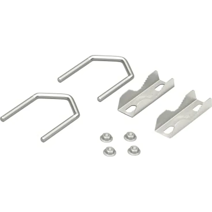 goobay 60504 Zahnschelle bis 60mm / Doppelschelle für Sat Masthalterung / U-Bügel-Halterung / Für Anbringung an Geländer & Balkongeländer / 2er Set, Grau