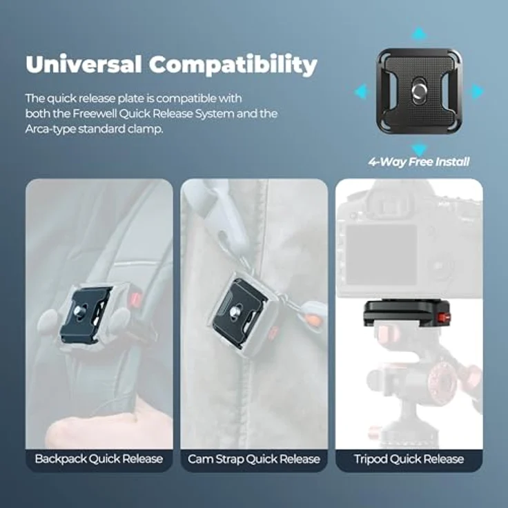 Freewell Stativ-Schnellspannklemme, Aluminium-Konstruktion mit 1/4-Zoll-20-Schraube, unterstützt bis zu 10 kg, kompakte und leichte Bauweise für DSLR und spiegellose Kameras – Bild 5