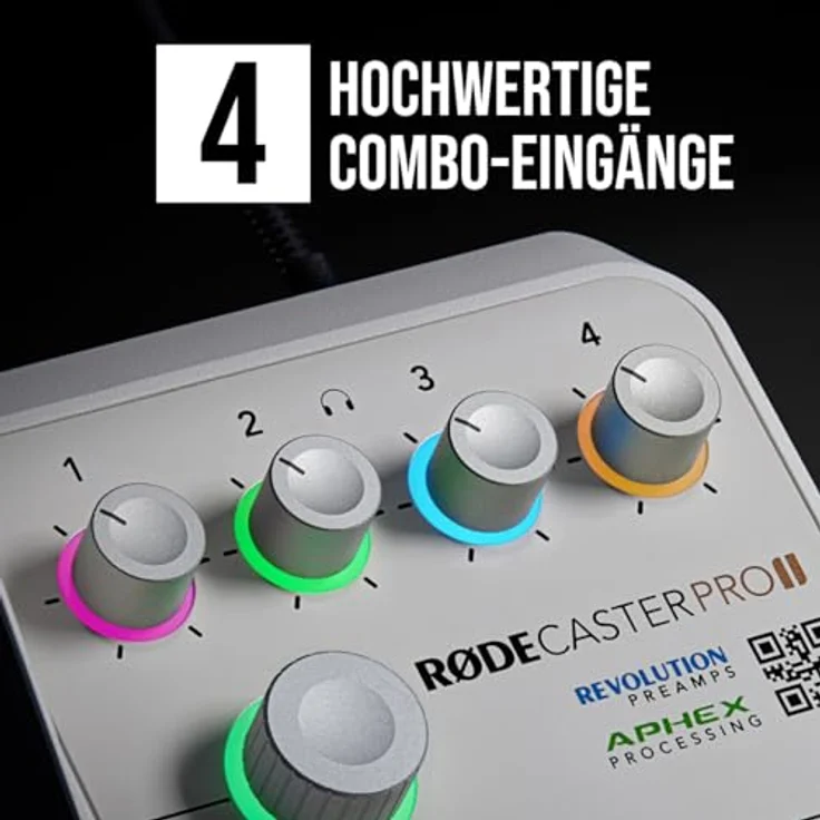 Rode Rodecaster Pro II, 9-Kanal-Audio-Mixer mit rauscharmer Vorverstärkung und Audioprozessoren, weiß – Bild 6