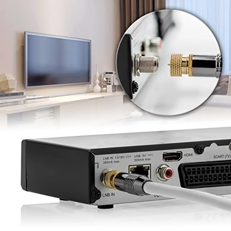 deleyCON 1,5m SAT Antennenkabel PREMIUM HDTV Satellitenkabel gewinkelt Koaxialkabel - F-Stecker (90° Grad) zu F-Stecker - Weiß - METALL vergoldet – Bild 6