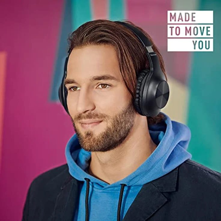 Panasonic RB-HX220BDEK Kabellose Over-Ear-Kopfhörer - Ergonomische Passform, Extra Bass, 23 Stunden PlayBack, Faltbares Design, Schwarz – Bild 4