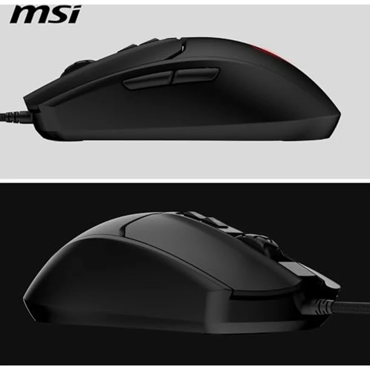 MSI Forge GM100 Gaming-Maus, 6400 DPI optischer Sensor, symmetrisch, 10 Mio. Klickschalter, 7 Tasten, RGB-LED, 108 g, verkabelt – Bild 4